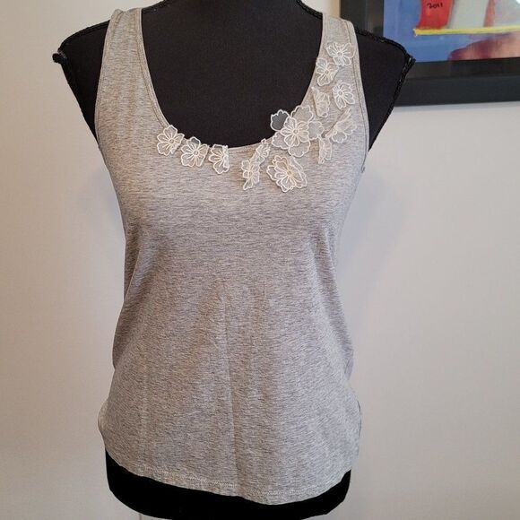 J. Crew Lace Applique Tank Top - Picture 1 of 5